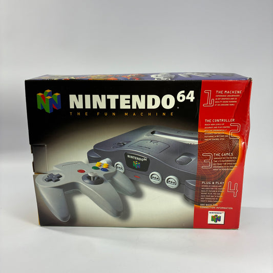 Nintendo N64 Console System Charcoal With Expansion Pak and Box